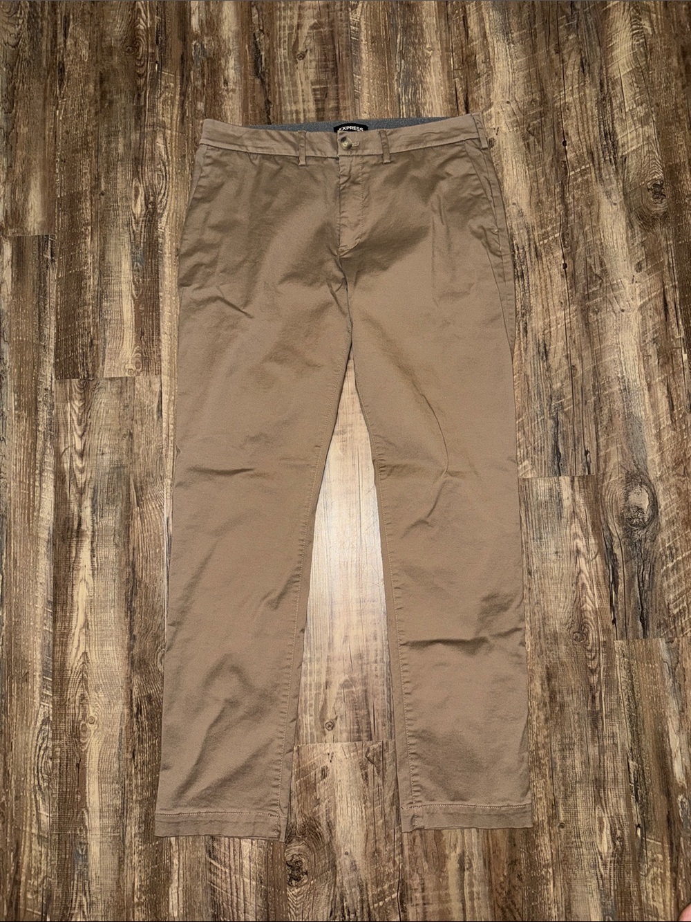 Express Men's Slim Khaki Chinos in Light Brown